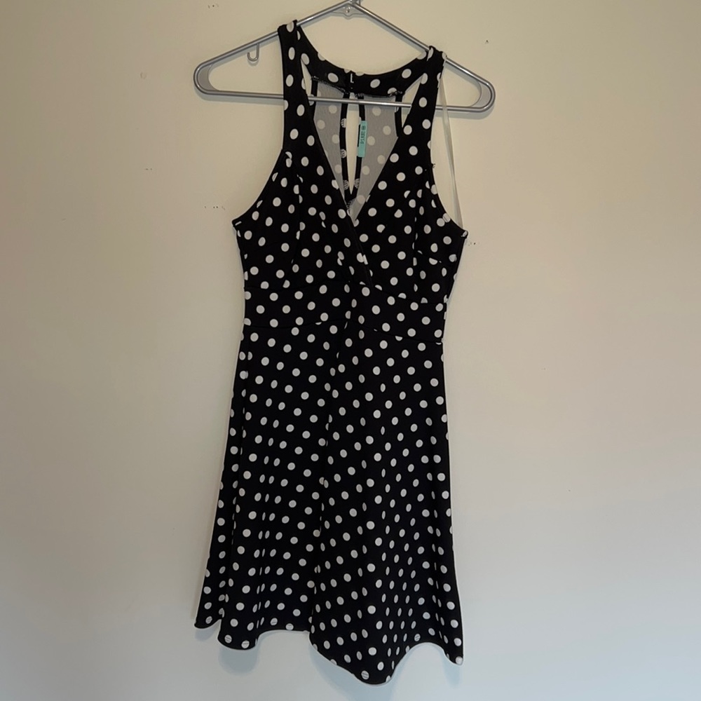 Black and white polka dot dress -pink Lily